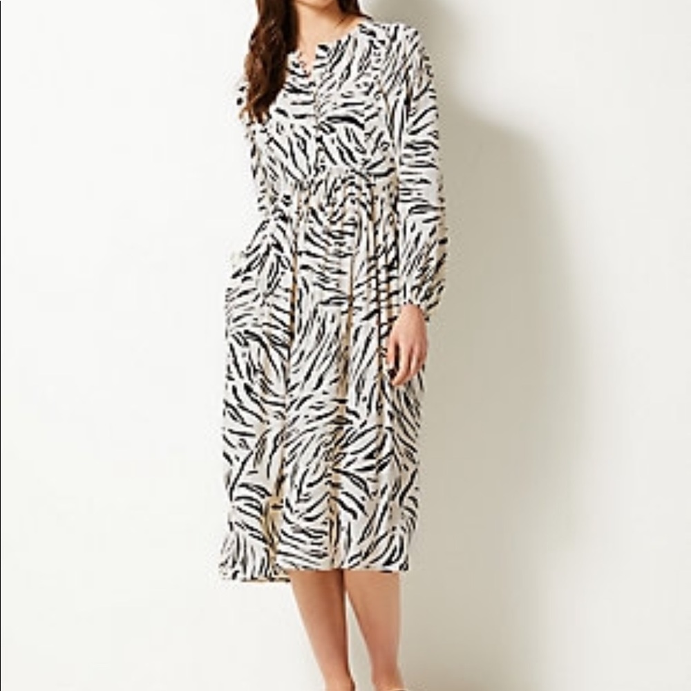 zebra print maxi dress with buttons on top part